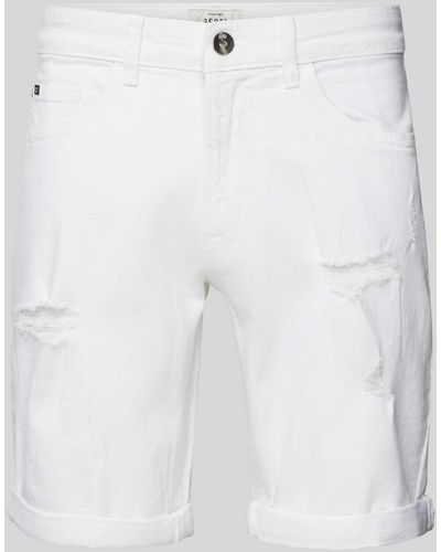Redefined Rebel Regular Fit Jeansshorts im Destroyed-Look Modell 'PORTO' - Weiß