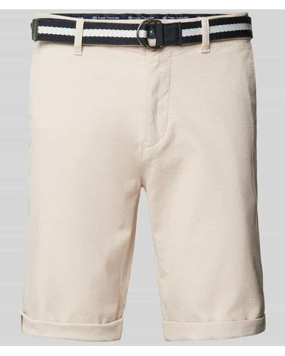 Tom Tailor Slim Fit Chino-Shorts mit Gürtel - Natur