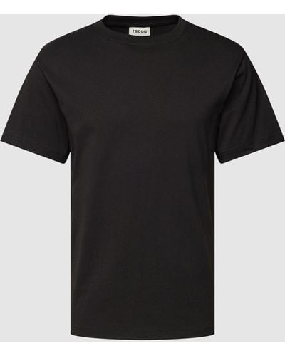 Solid T-Shirt mit Rundhalsausschnitt Modell 'Cadel' - Schwarz