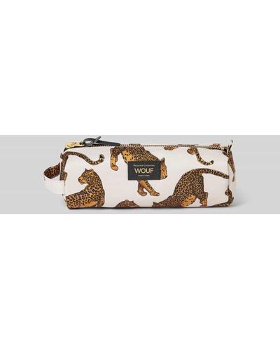 Wouf Pouch mit Allover-Muster Modell 'The Leopard' - Natur