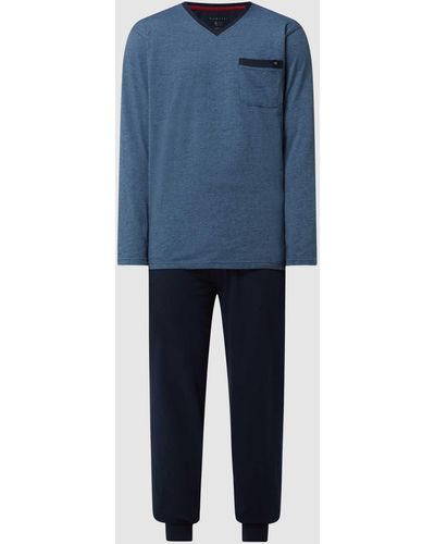 Bugatti Pyjama aus Baumwollmischung - Blau