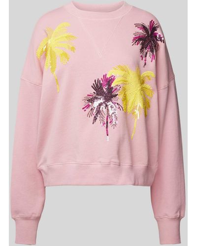 Essentiel Antwerp Sweatshirt Met Pailletten En Siersteentjes - Roze