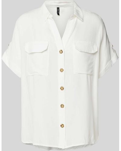 Vero Moda Hemdbluse mit Knopfleiste Modell 'BUMPY' - Weiß