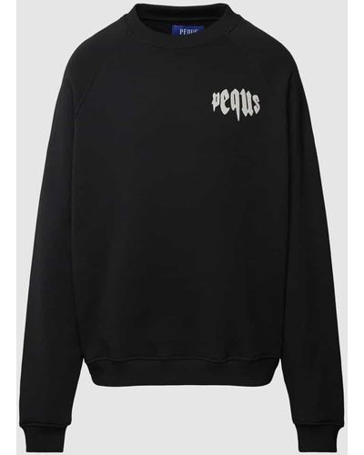 Pequs Sweatshirt mit Label-Print Modell 'Mythic Chest' - Schwarz