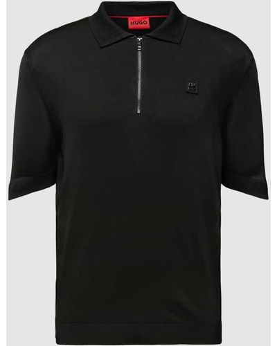HUGO Regular Fit Poloshirt mit Label-Patch Modell 'Sayfong' - Schwarz
