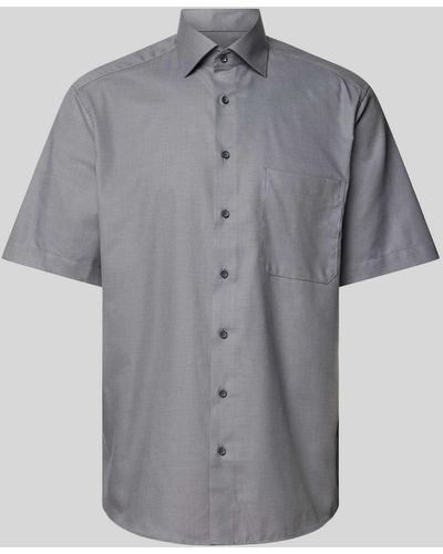 Eterna Comfort Fit Business-Hemd mit Brusttasche - Grau