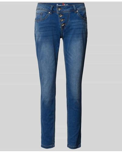 Buena Vista Slim Fit Jeans mit asymmetrischer Knopfleiste Modell 'Malibu' - Blau