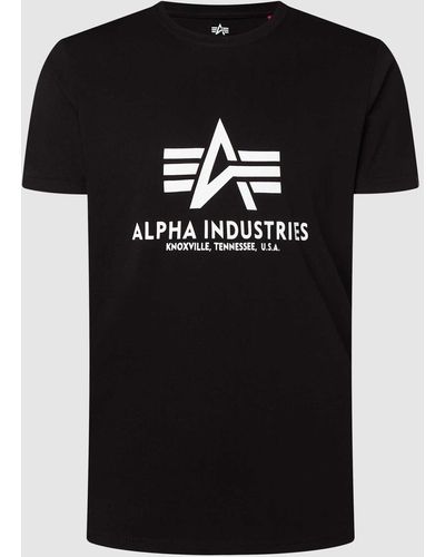 Alpha Industries T-Shirt mit Label-Print Modell 'BASIC' - Schwarz