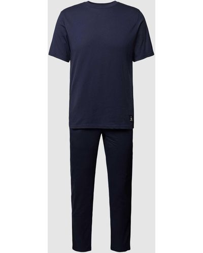Jack & Jones Pyjama mit Label-Detail Modell 'BASIC' - Blau
