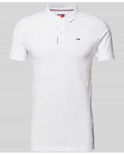 Tommy Hilfiger Slim Fit Poloshirt mit Label-Patch - Weiß