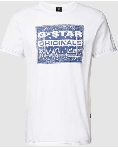 G-Star RAW T-Shirt aus Baumwolle mit Label-Detail Modell 'Bandana' - Weiß