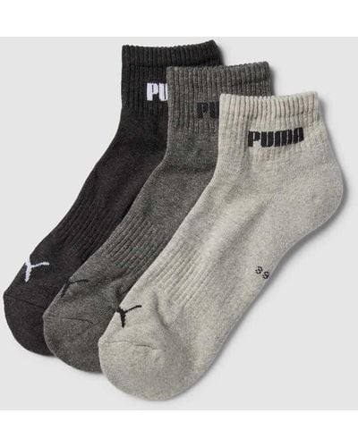 PUMA Sneakersocken mit Label-Print im 3er-Pack - Grau