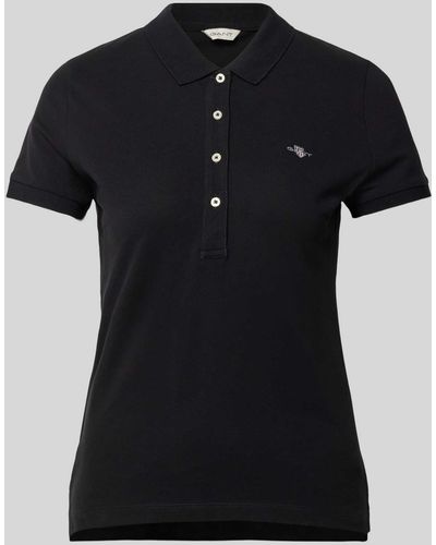 GANT Slim Fit Poloshirt Met Labelstitching - Zwart
