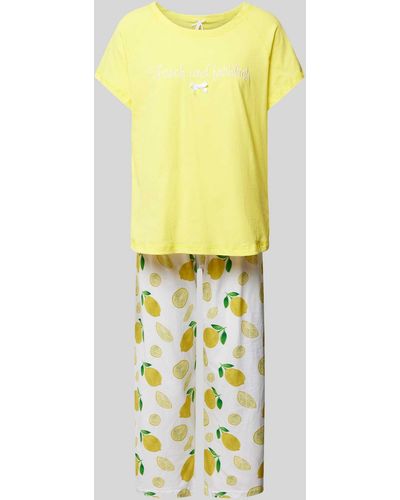 Louis & Louisa Pyjama mit Statement-Stitching Modell 'Frisch und fröhlich' - Gelb