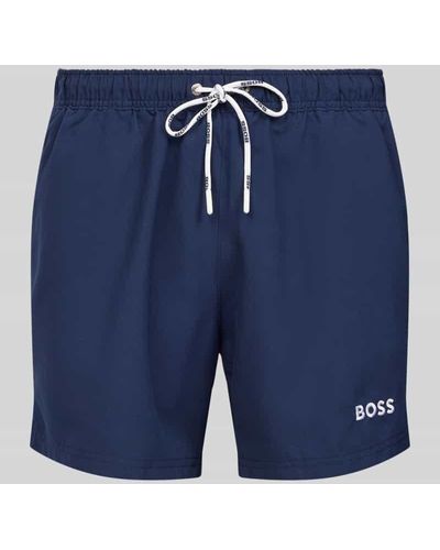 BOSS Badehose mit Label-Stitching - Blau