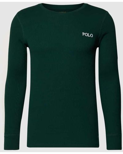 Polo Ralph Lauren Longsleeve mit Label-Stitching Modell 'CREW' - Grün