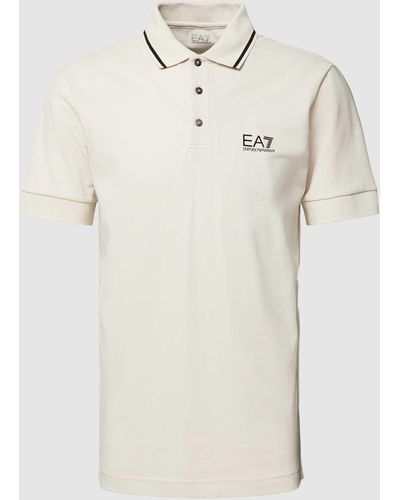 EA7 Poloshirt Met Labelprint - Naturel