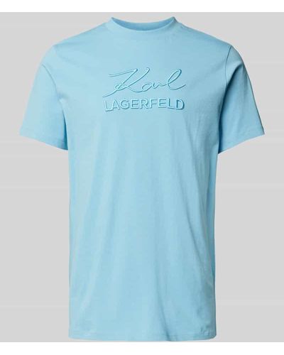 Karl Lagerfeld T-Shirt mit Label-Schriftzug - Blau