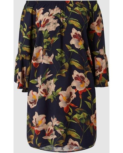 Apricot Off-Shoulder-Kleid mit floralem Muster - Schwarz