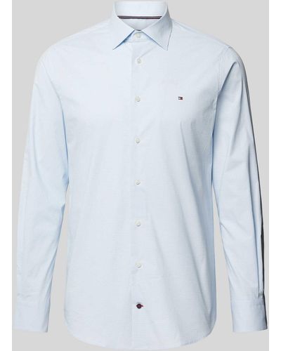 Tommy Hilfiger Regular Fit Business-Hemd mit Logo-Stitching - Blau