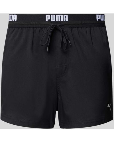 PUMA Badeshorts mit elastischem Logo-Bund - Schwarz