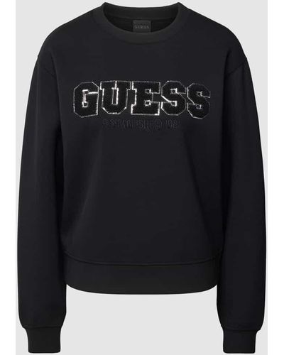 Guess Sweatshirt mit Label-Patches - Schwarz