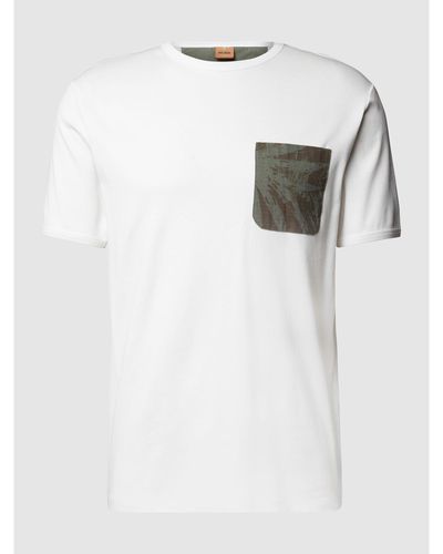 Mos Mosh T-shirt Met Contrasterende Borstzak, Model 'palm' - Wit