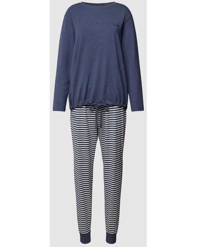 Esprit Pyjama mit Streifenmuster Modell 'MODERN STRIPES' - Blau