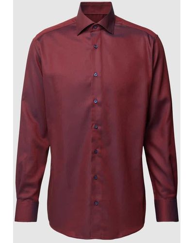 Eterna Modern Fit Business-Hemd mit Allover-Muster - Rot