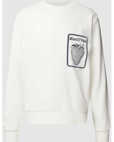 Marc O' Polo Sweatshirt mit Label-Print - Weiß