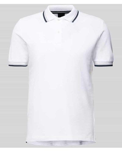 Geox Slim Fit Poloshirt mit Kontraststreifen - Weiß