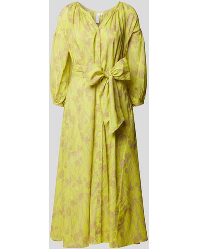 Lu Li Lina Hemdblusenkleid mit floralem Muster - Gelb