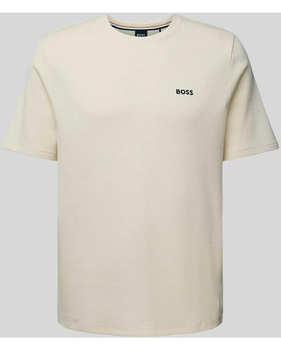 BOSS T-Shirt mit Label-Stitching - Natur