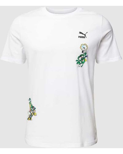PUMA T-Shirt mit Label-Print Modell 'CLASSICS' - Weiß