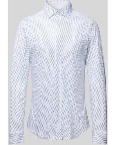 DESOTO Slim Fit Zakelijk Overhemd Met All-over Motief - Wit