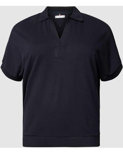 Tommy Hilfiger Plus Size Poloshirt Met V-hals - Blauw