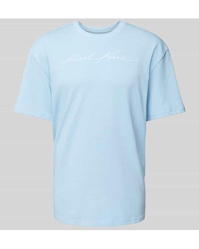 Karlkani T-Shirt mit Label-Stitching - Blau