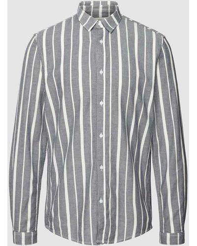 Tom Tailor Regular Fit Freizeithemd mit Streifenmuster Modell 'striped' - Grau