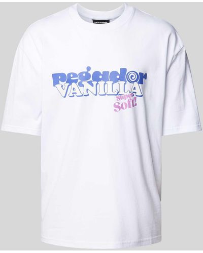 PEGADOR Oversized T-Shirt mit Label-Print Modell 'HAMLIN' - Weiß