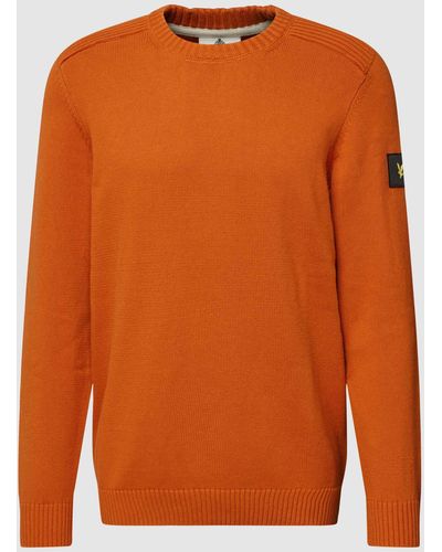 Lyle & Scott Gebreide Pullover Met Logobadge - Oranje