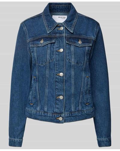 SELECTED Jeansjacke mit Brustpattentaschen Modell 'CLAIR' - Blau