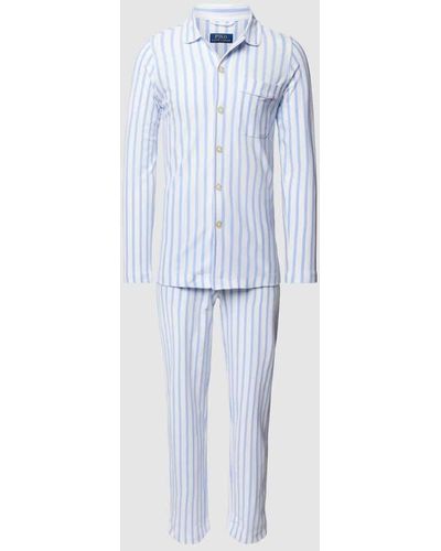 Polo Ralph Lauren Slim Fit Pyjama mit Brusttasche - Blau