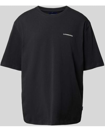 Lindbergh Oversized T-shirt Met Labelprint - Zwart