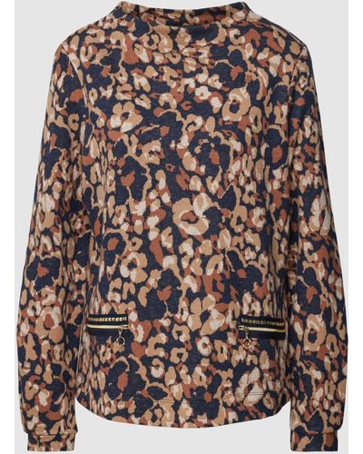Betty Barclay Sweatshirt mit Allover-Muster und Reißverschlusstaschen - Natur