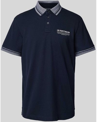 Tom Tailor Regular Fit Poloshirt Met Labelprint - Blauw