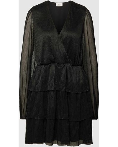 Neo Noir Mini-jurk Met Volantzoom - Zwart
