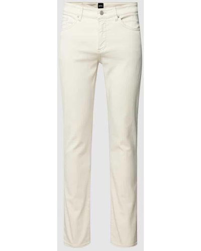 BOSS Slim Fit Jeans in unifarbenem Design Modell 'Delaware' - Weiß