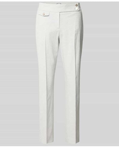 Seductive Slim Fit Leinenhose mit Bügelfalten Modell 'INEZ' - Weiß