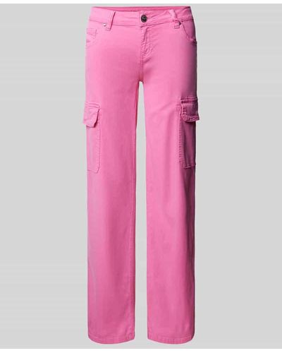 Blue Monkey Stoffhose mit aufgesetzten Taschen Modell 'AMY' - Pink