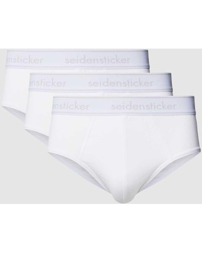 Seidensticker Slip mit Label-Bund Modell 'COTTON FLEX' im 3er-Pack - Weiß